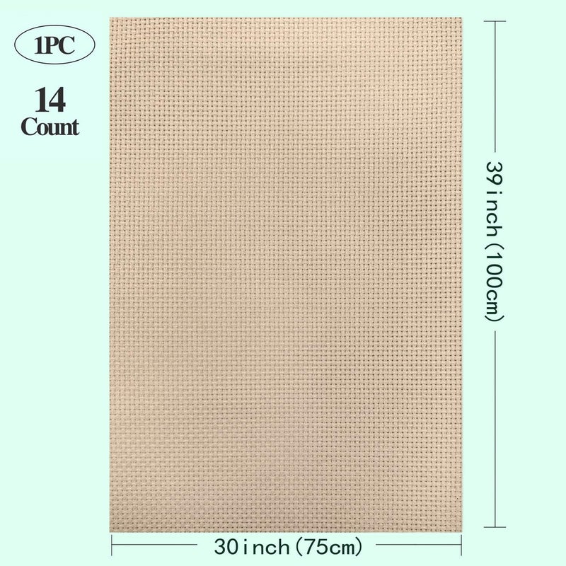 Zhenqing Aida Cloth 14 Count Cross Stitch Fabric Cross Stitch Aida Cloth for Embroidery and Needlework (Light Brown, 30 * 39inch) - Image 2